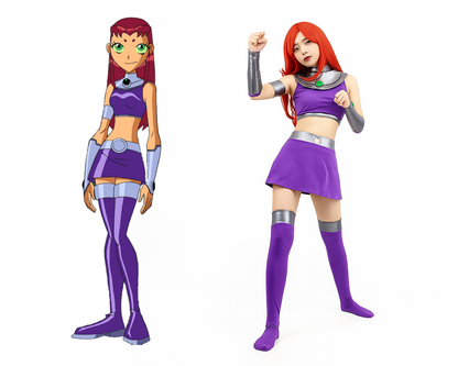 💜🔥 Disfraz Teen Titans Raven / Starfire / Peluca ✨ | 🎃 Halloween 2025 👻